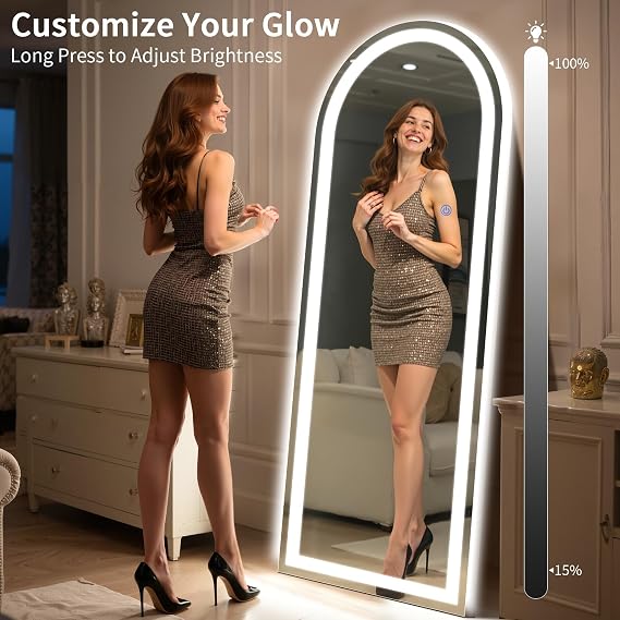 Arch Full Length Standing Mirror with LED Lights, 65