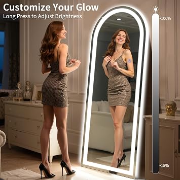 Arch Full Length Standing Mirror with LED Lights, 65