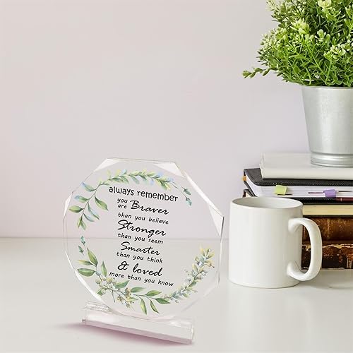 Miniatura 3 de Regalos inspiradores octágono acrílico para mujeres Always Remember You Are Braver Than You Think Regalo inspirador para mujeres, esposa, mamá,