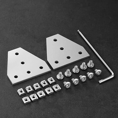 Miniatura 3 de 6 juegos de conectores de soporte de esquina 2020 de 5 agujeros en forma de T, placas de juntas para perfil de extrusión de aluminio de 0.236 in