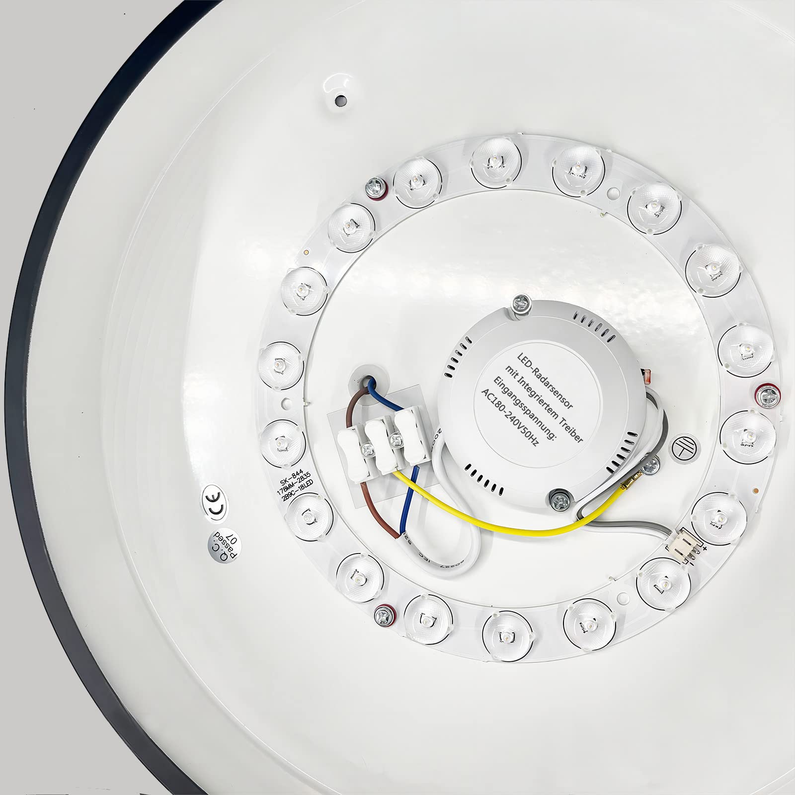 24W LED Luz de techo con sensor de movimiento Pasillo Lámpara de techo Ultraslim Ø40cm 3000K Blanco Cálido Interior con sensor de movimiento Negro Ronda Moderna Lámparas de techo de latón