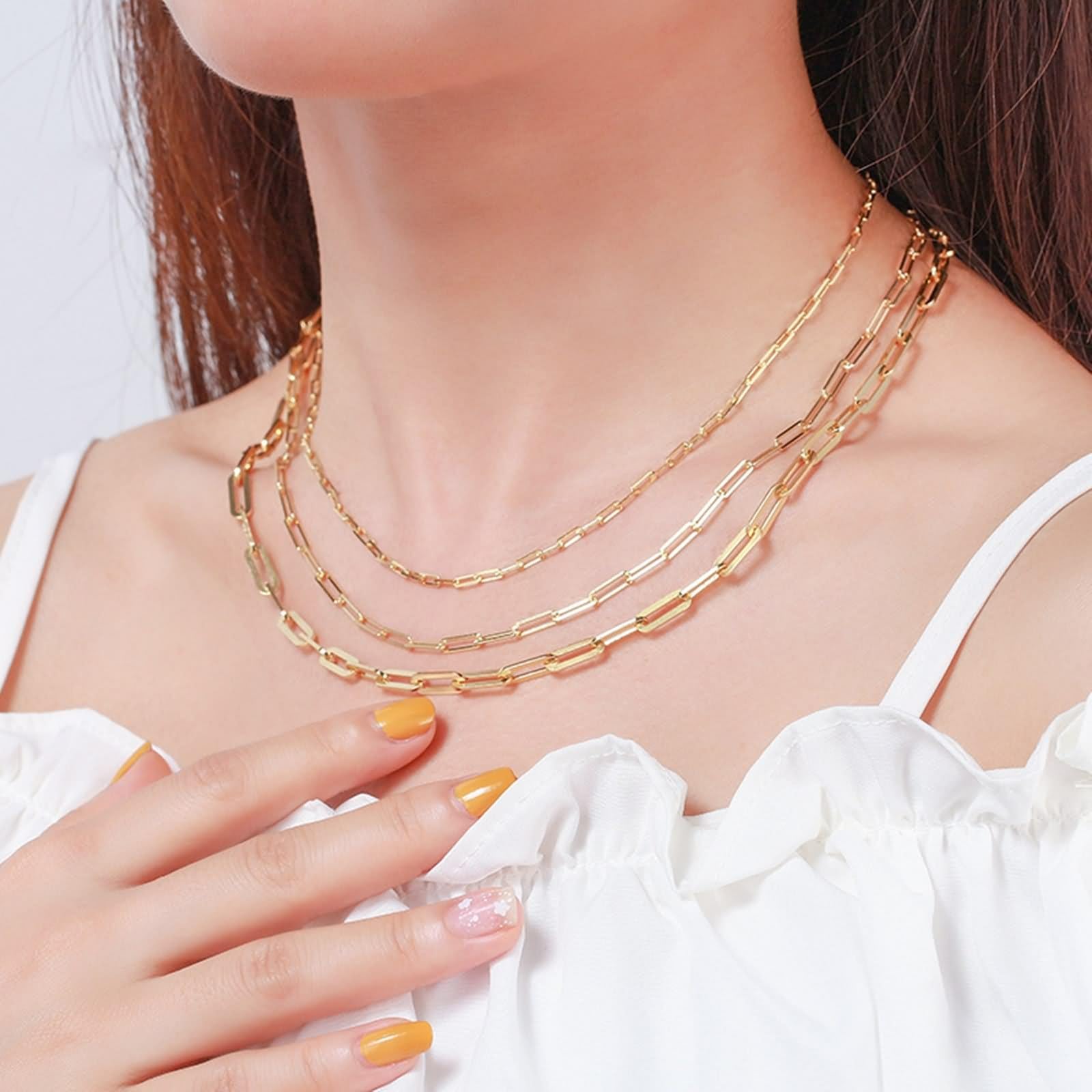 Set di collane, girocollo in argento 925 da donna, catena con clip da 2,2 mm, stile vintage
