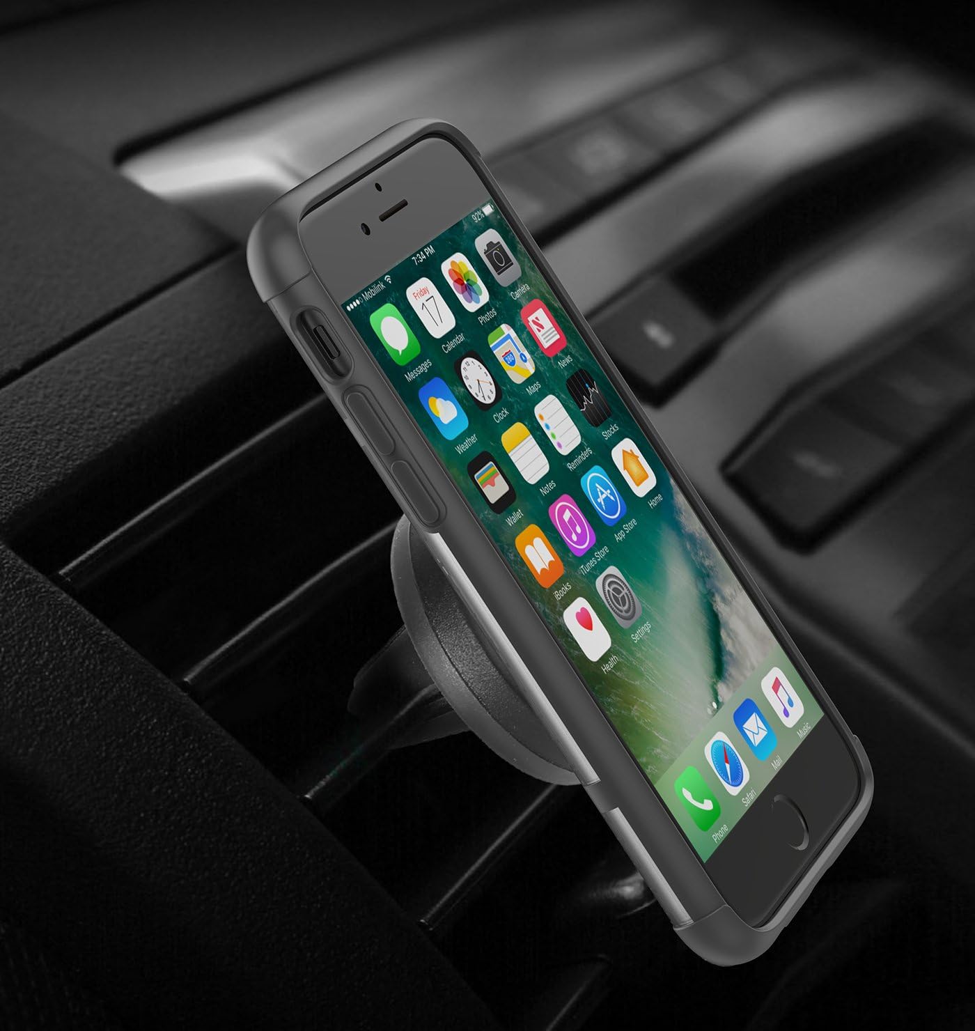 iPhone 8 Plus Case, iPhone 7 Plus Case with Grip Ring Holder, ProCase Multi-Function Cover with Rotating Ring Holder Stand for Magnetic Car Mount Holder for Apple iPhone 8 Plus and 7 Plus -Black