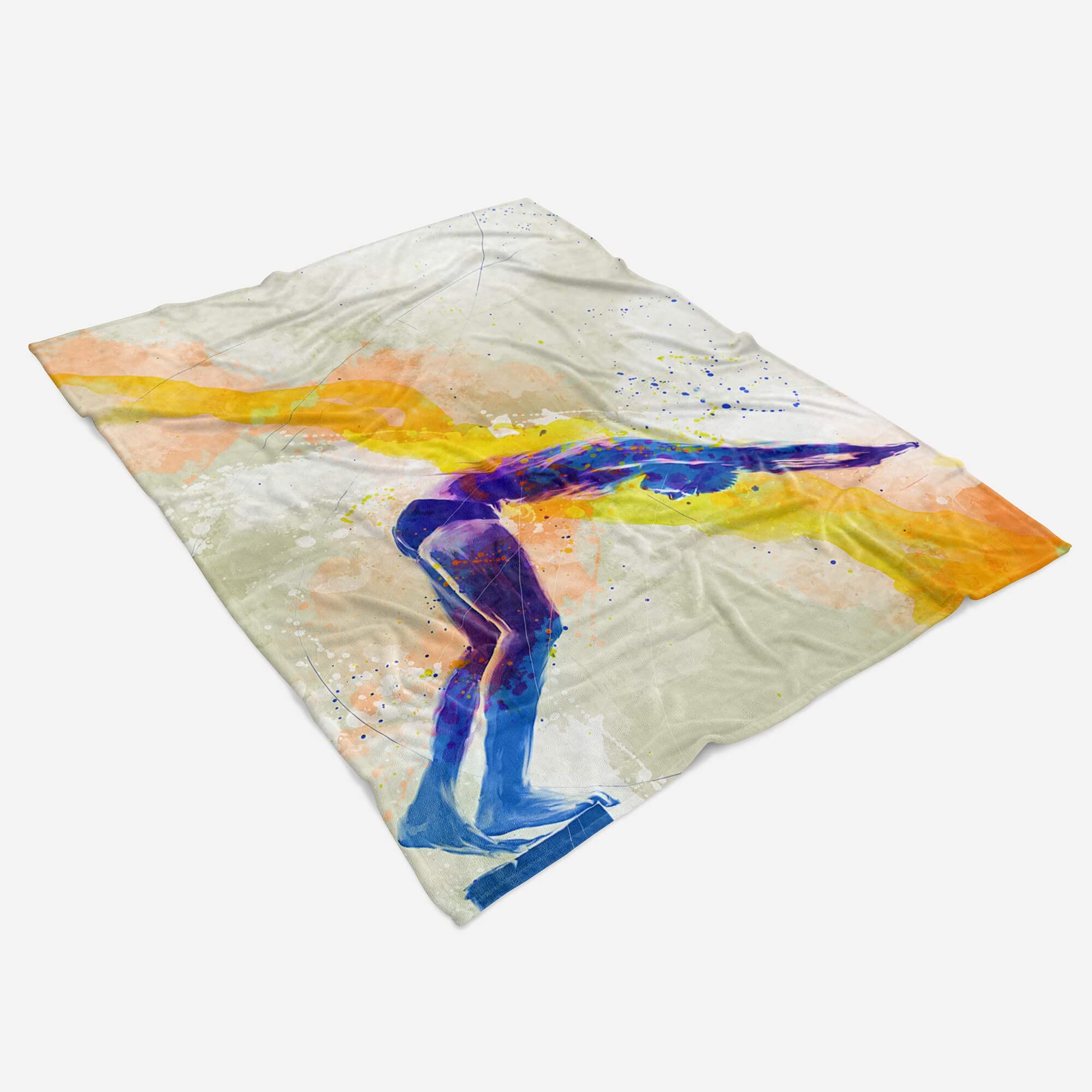 SplashArt Sport Handtuch Strandhandtuch Saunatuch Kuscheldecke Kunstvoll Schwimmen IV SPO Größe 180 x 130 cm (Tagesdecke - Sherpa Flies)