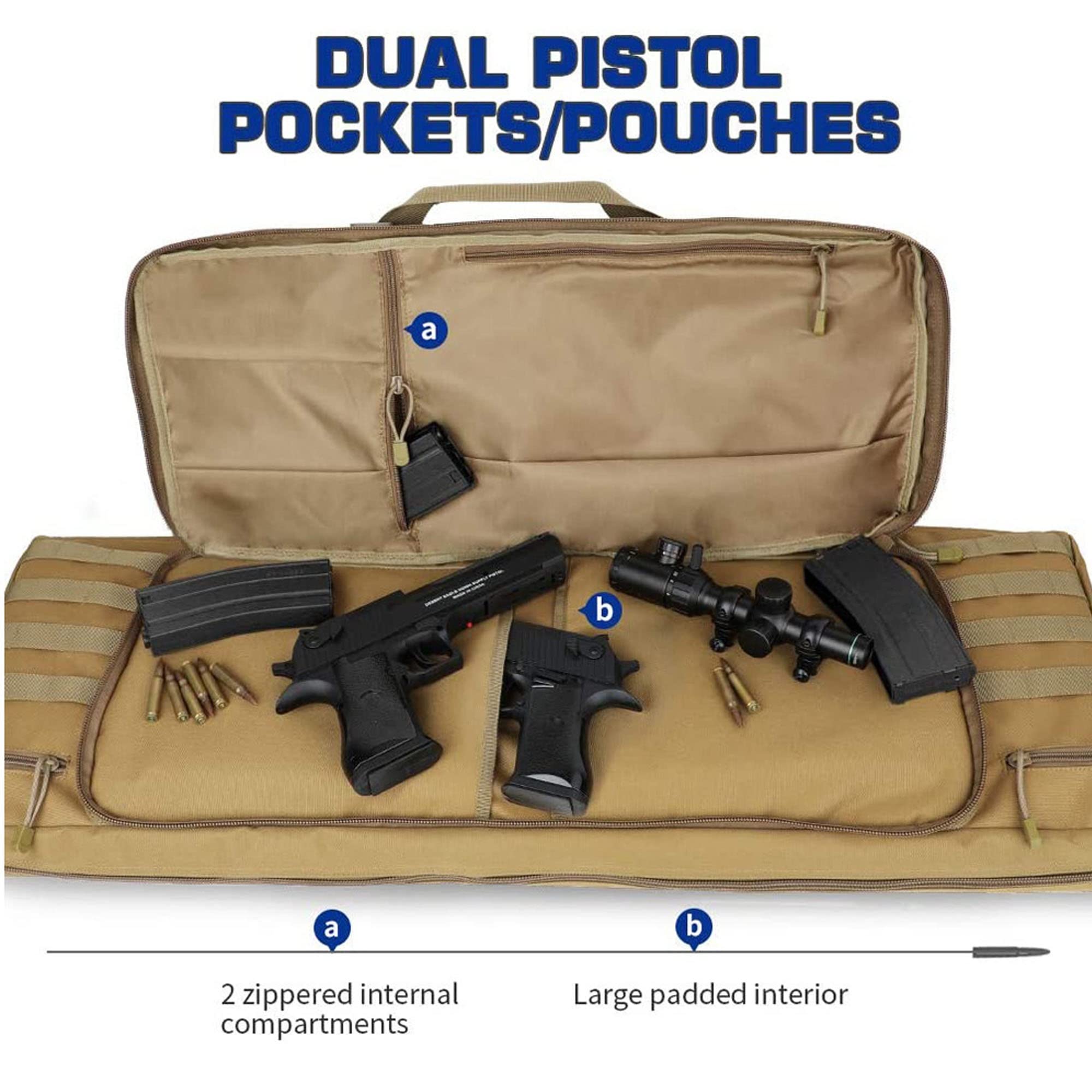 Taktyczna PodwóJna Torba Na Karabin MięKki Futerał Na Karabin Airsoft Pistol Case DłUgi Futerał Na Broń, Plecak Do Przechowywania I Transportu Broni Palnej Do Strzelania MyśLiwskiego