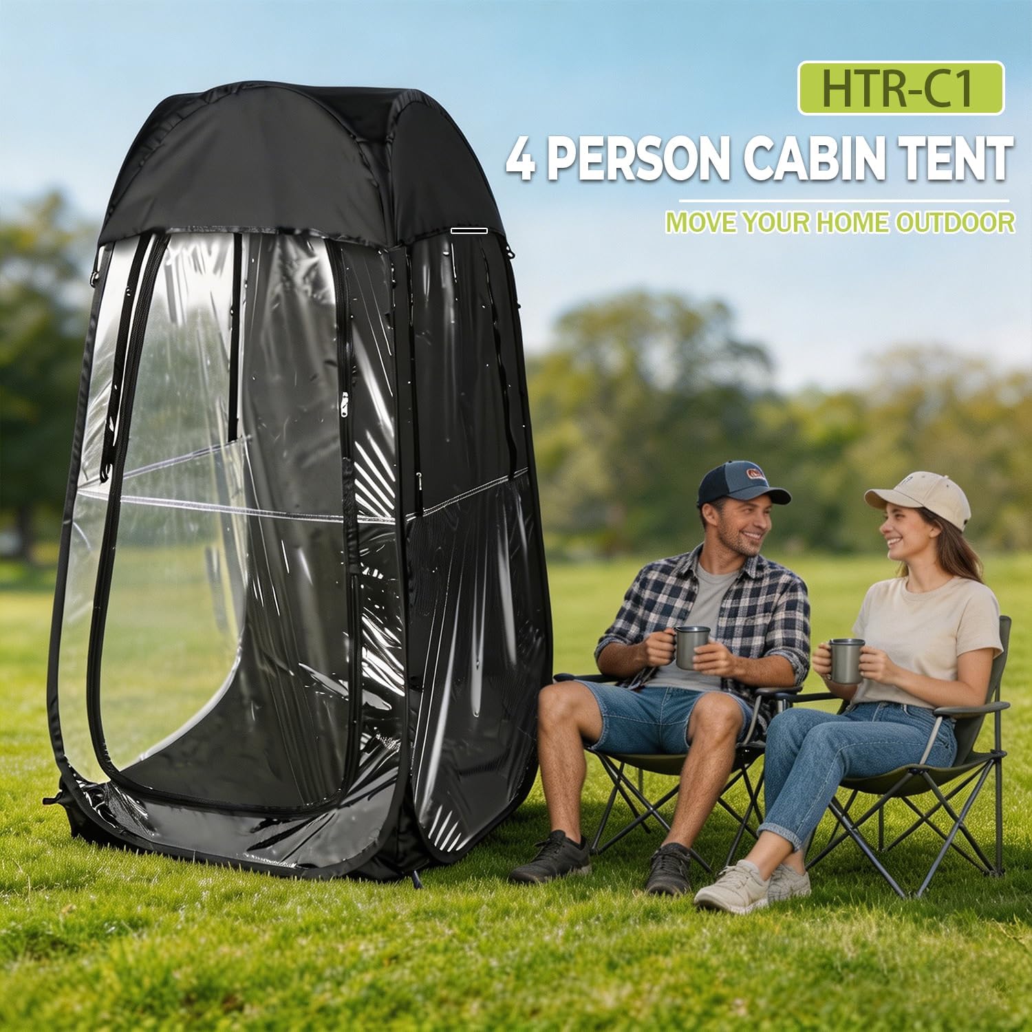Portable Pop Up Sports Tent for 1 Person - 10 Second Instant Shelter with Clear View, Wind & Rain Protection for Outdoor Games, Fishing, Camping, Lightweight & Easy Carry