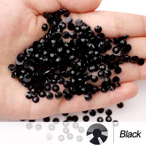 Miniatura 5 de 10000 unidades de diamantes de imitación de resina negra de 2 a 0.236 in, diamantes de imitación redondos de resina no termofija, piedras preciosas