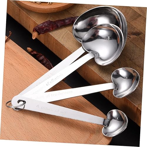 Miniatura 9 de 2 juegos de cucharas y tazas de medición de acero inoxidable en forma de corazón para hornear y cocinar herramientas de medición de cocina para