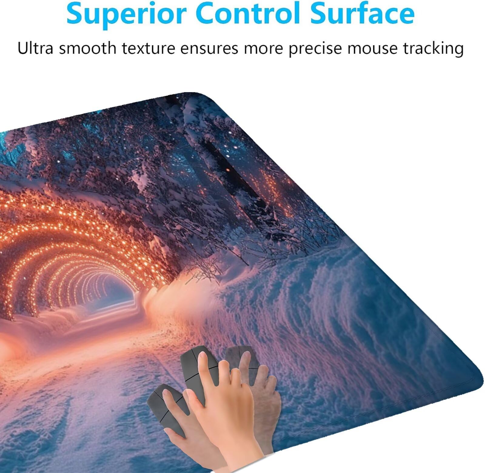 Tappetino Mouse Gaming Inverno Tappetino per Mouse XXL 1600 x 800 MM Grande Mousepad, Scena di neve Sottomano Scrivania Ufficio Accessori, Migliorare Precisione e Veloci, Superficie Liscio H-7830