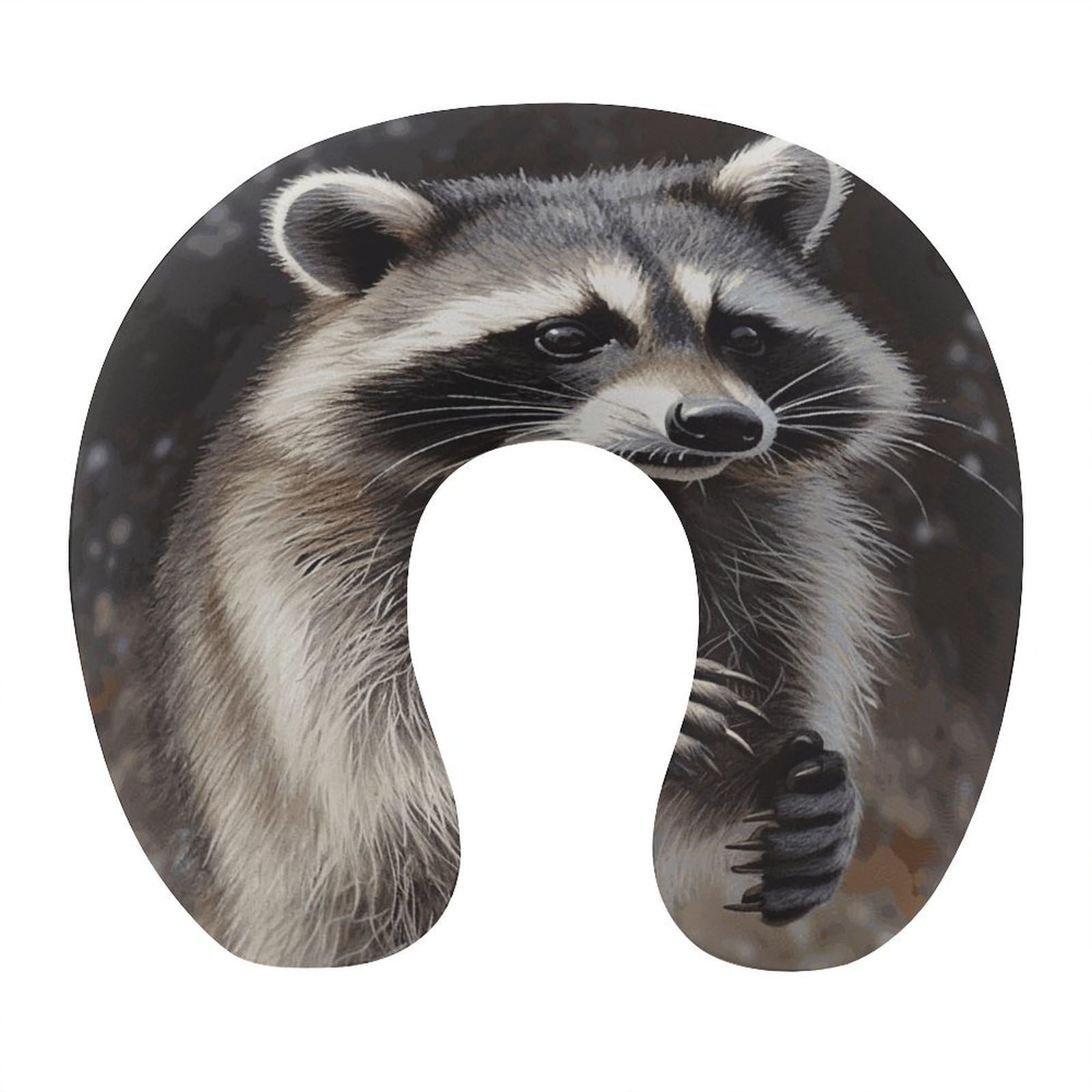 FekiLoot Raccoon Travel Pillow U Shaped Neck Pillow Comfortable Memory Foam Pillow Portable Soft Headrest Lightweight Neck and Head Support for Planes Trains Self-Driving Cars