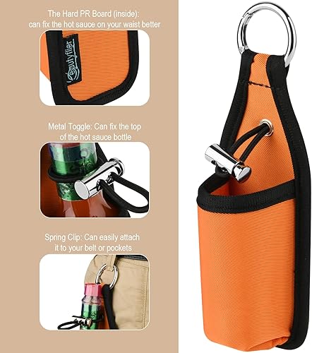 Miniatura 2 de Beautyflier Soporte de funda para salsa picante de 2 oz2.0 fl oz, soporte portátil para cinturón de botella para tabasco, sriracha y cholula, para