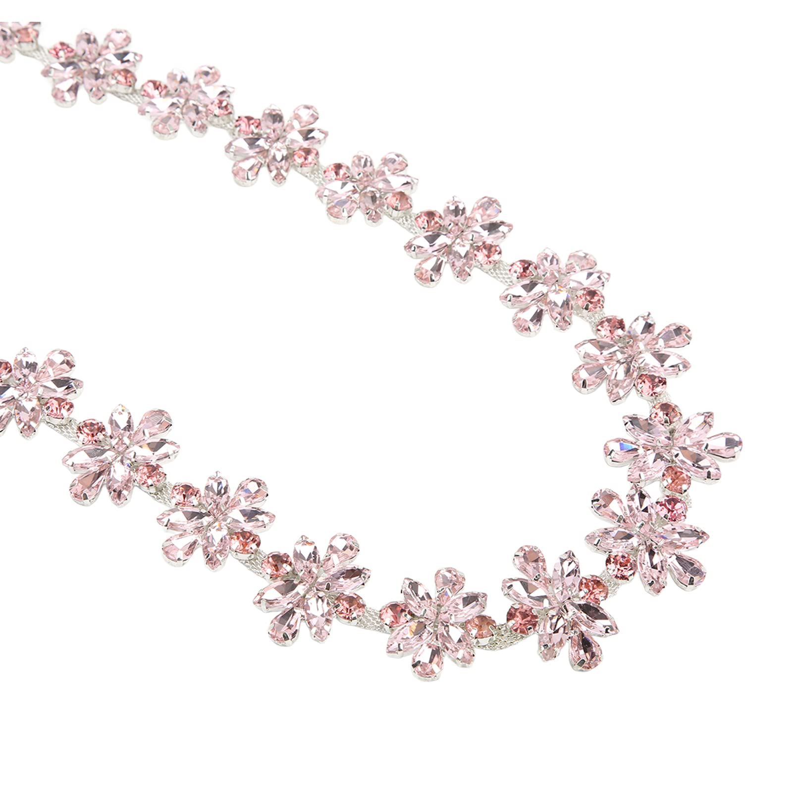 Catena di Strass, 1 Iarda 3,5 Cm di Larghezza Fiore Lucido Abbigliamento Decorazione Strass Catena Diamantata Per Abiti da Sposa, Collane(Rosa)