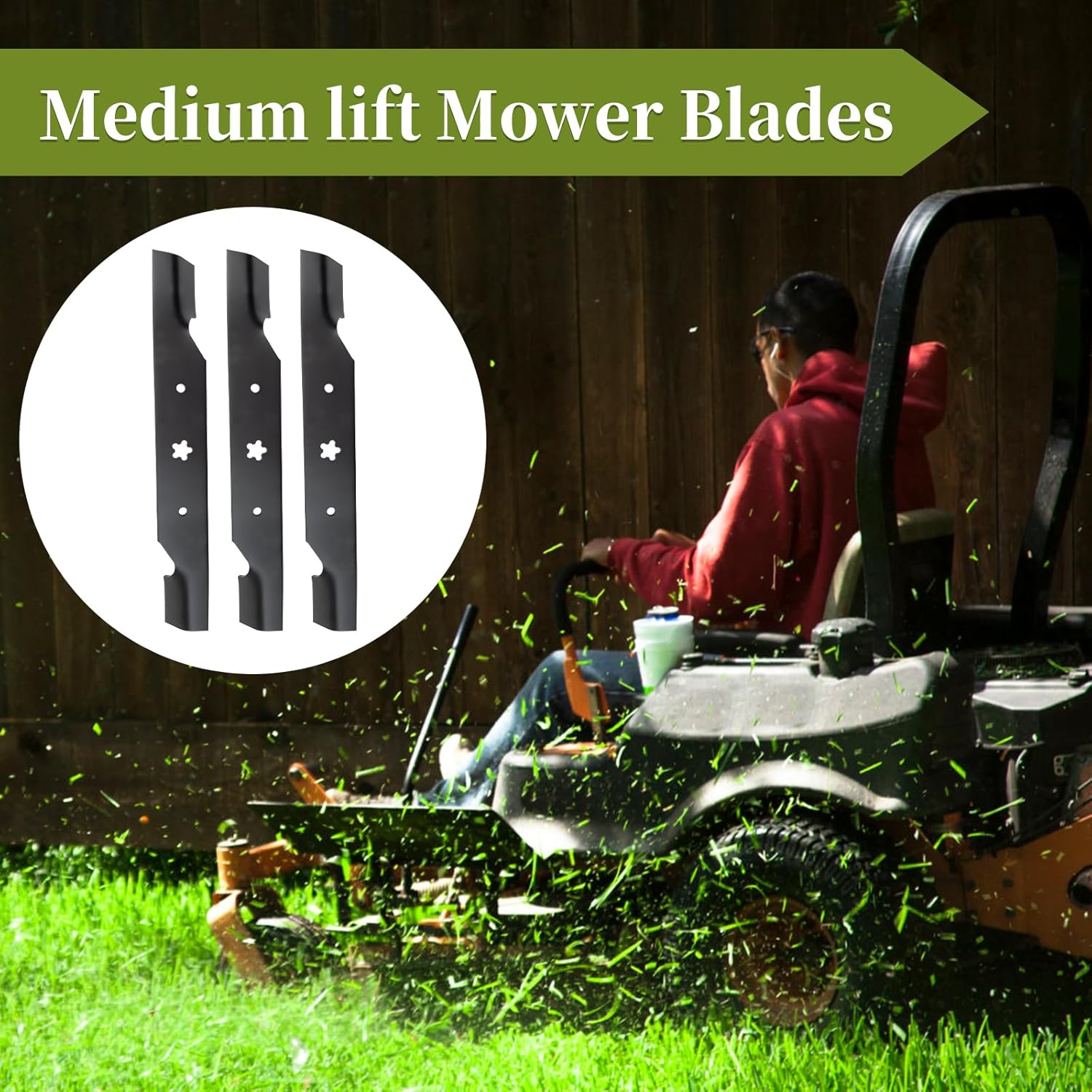 187256 Medium Lift Blades for 54" Deck, 187254 Lawn Mower Blades Compatible with Hus-qvarna GTH26K54T MZ5424S RZ5424 AYP Pou-lan Craftsman Lawn Mower, Replaces 21546235, 532187254, 532187256, 3 Pack
