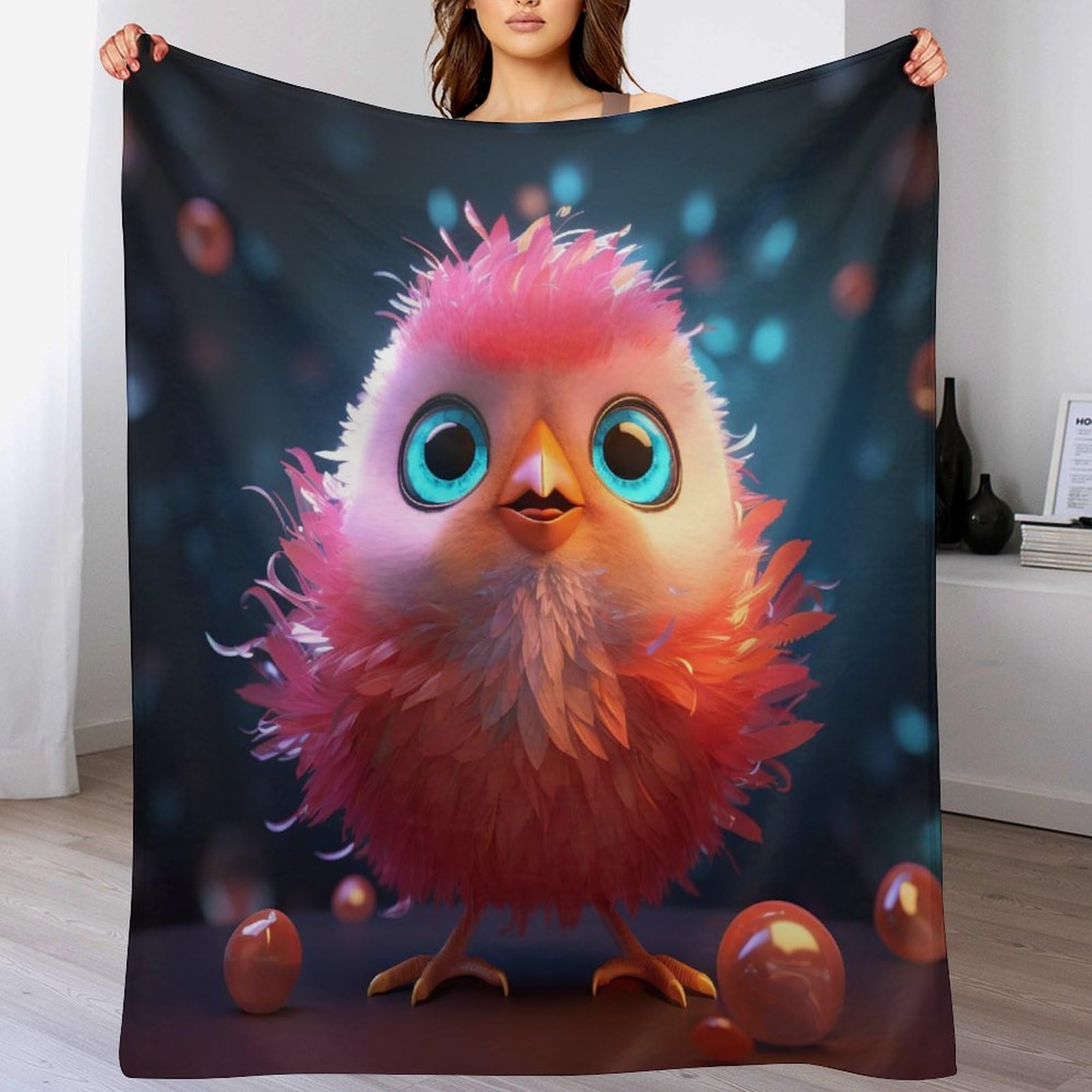 Couverture polaire oiseau en flanelle douce et thermique, entretien facile à la machine