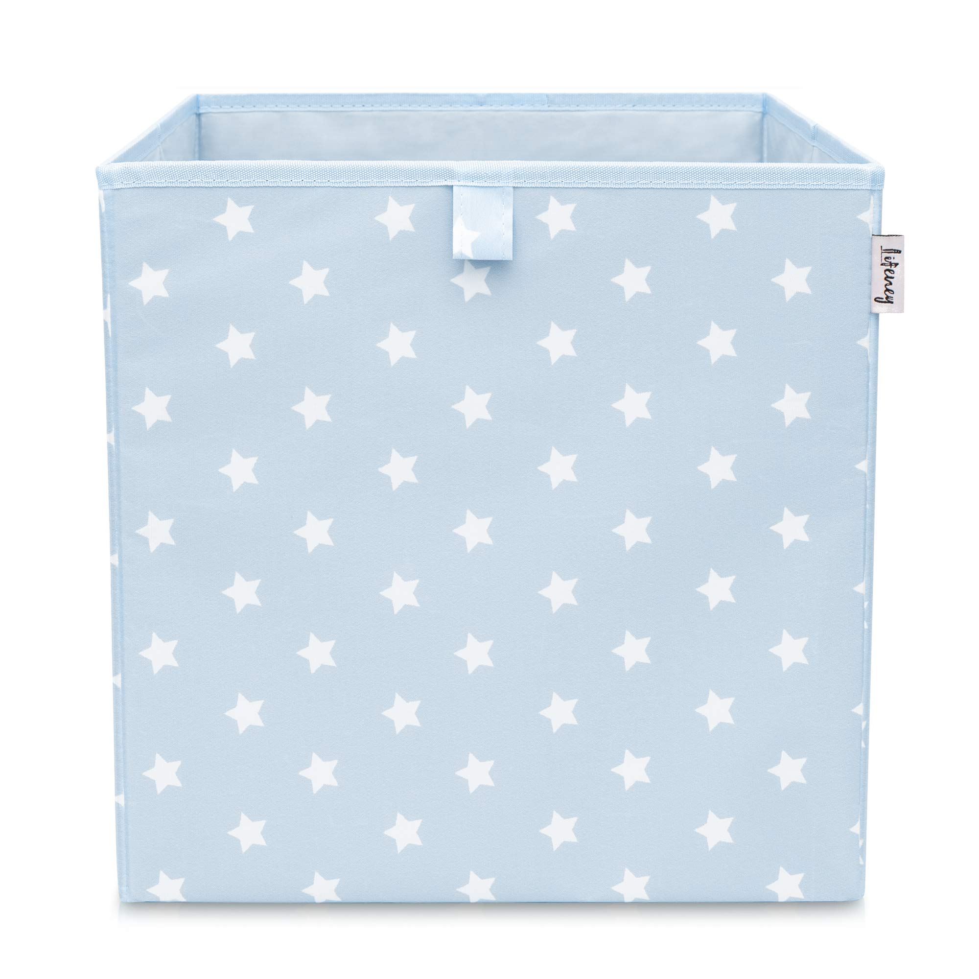 Boîte de rangement avec motif étoilé bleu clair - Boîte à jouets avec étoiles - Convient aux étagères cubiques - Boîte de rangement pour chambre d'enfant - Panier de rangement comme accessoire
