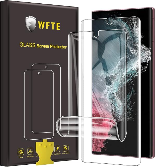 WFTE Compatible with Samsung Galaxy S22 Ultra 5G Screen Protector, [2- Pack] Flexible TPU Film Screen Protector [Full Coverage] [HD Clear] [Bubble Free][Fingerprint unlock support](Transparent)