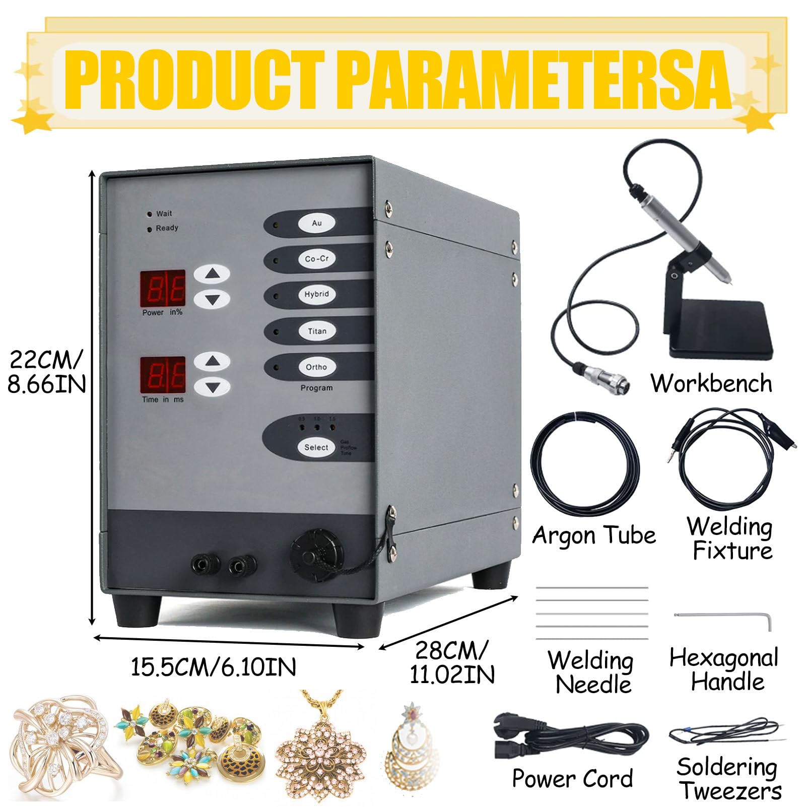 Kit Saldatrice Permanente per Gioielli, Saldatrice A Punti Multimateriale per La Creazione di Gioielli - Lavora con Oro Massiccio, Alluminio, Titanio, 50-600 A