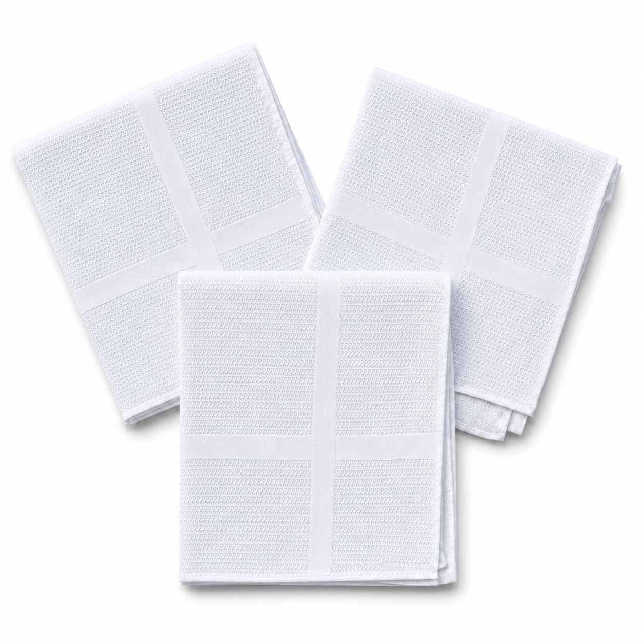 Men's Mercerized Cotton Handkerchiefs, Pack of 3, White Stripes-image-44