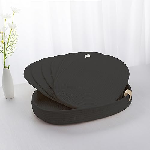 Miniatura 9 de Juego de 6 manteles individuales ovalados – Manteles tejidos estilo rústico de granja para mesa de comedor para 6, decoración de cocina, accesorios