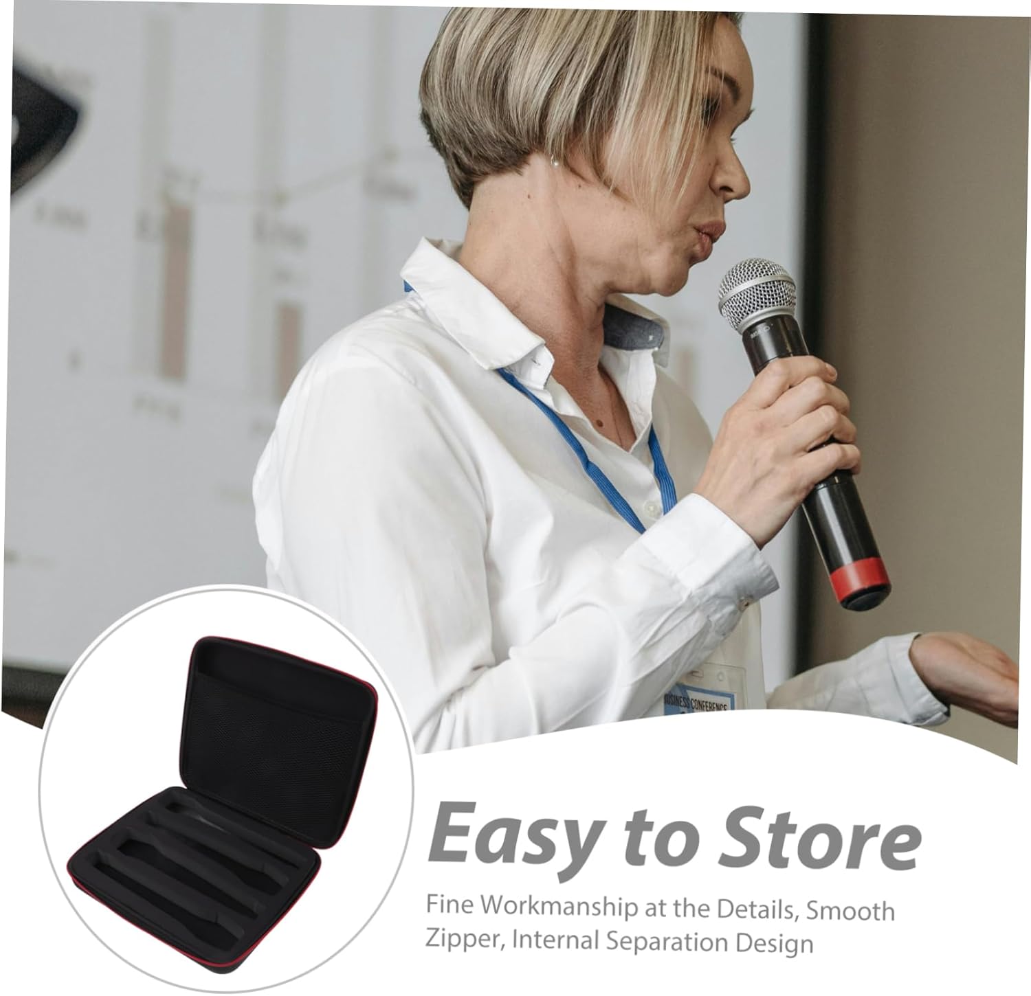 Handheld Microphone Carrying Case Portable Storage Bag for Travel Compact Design for Sturdy Protection Against Scratches and Shocks for Accessories Storage