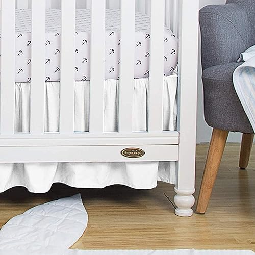 Miniatura 5 de Falda de cama para cuna, falda de cama con volantes para polvo, esquina dividida, 100% algodón natural, falda de cama para cuna de bebé, niños o