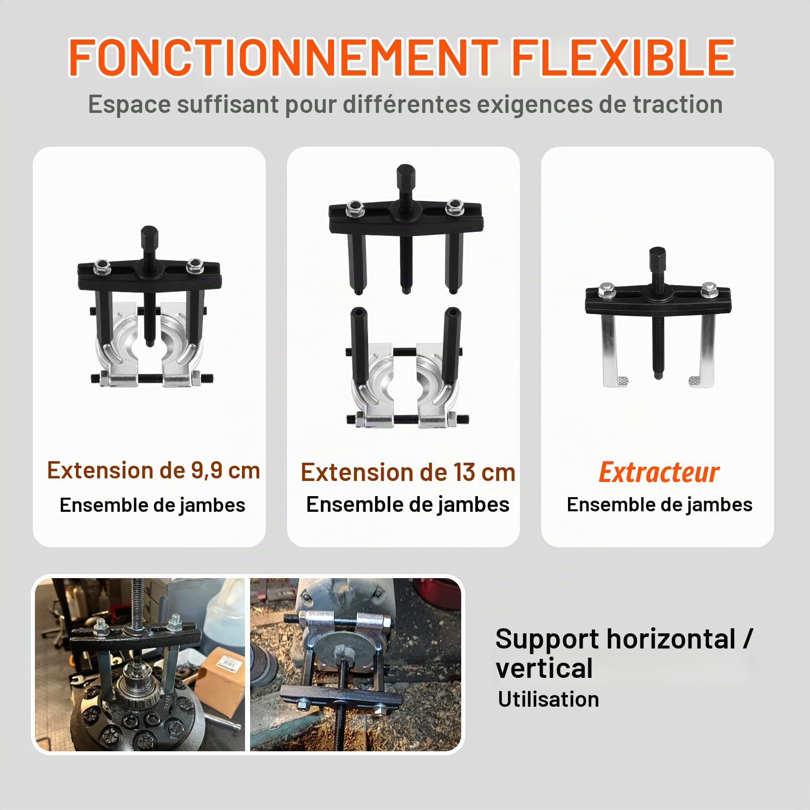 VEVOR Kit d'Extracteur de Roulement 14PCs, Séparateur de Roulement de 5 T, Kit de Retrait de Roulement de Pignon avec Mâchoires 50-70 mm 30-50 mm, Ensemble de Séparateur Et d'Extracteur de Roulement