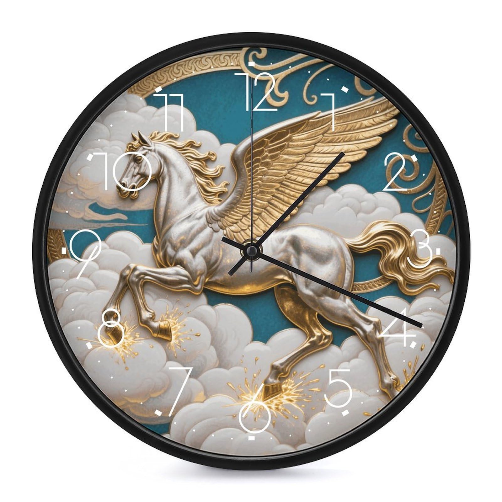 Horloge murale silencieuse Pegasus Cloud Flight 25.4 cm ronde moderne
