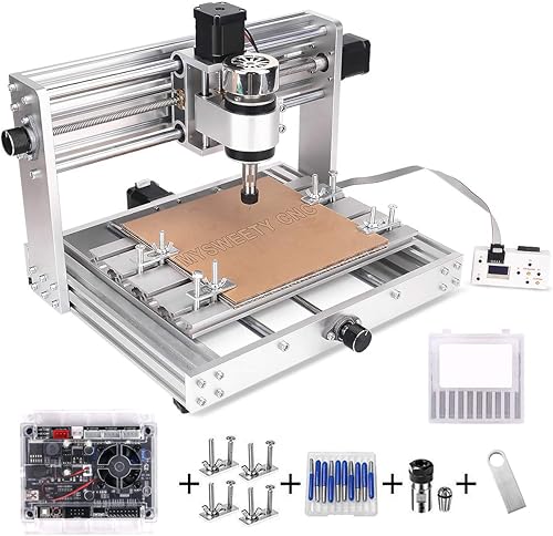 MYSWEETY 2 in 1 7000mW CNC 3018 Pro Engraver Machine, GRBL Control 3 Axis DIY CNC Router Kit with 7W Module Kit, Plastic Acrylic PCB PVC Wood