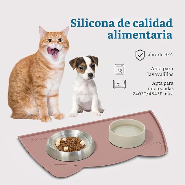 Foto 3 de 4 de OHMO Alfombras para Comederos Perros y Gatos, Impermeable,(Rosa Coral, 46x25cm)