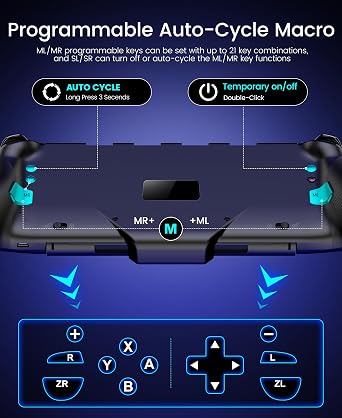 HASACOOL Switch 2 Controller, Wireless Pro Controller with Hall Effect Joystick,One Piece Joypad Replacement to Switch 2 Joy Con Controller, with 8 RGB Lighting/Turbo/Macro