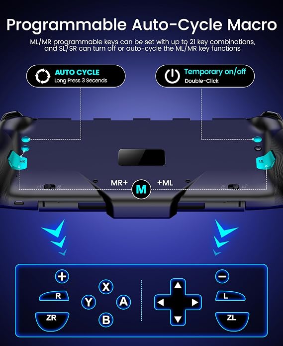 HASACOOL Switch 2 Controller, Wireless Pro Controller with Hall Effect Joystick,One Piece Joypad Replacement to Switch 2 Joy Con Controller, with 8 RGB Lighting/Turbo/Macro