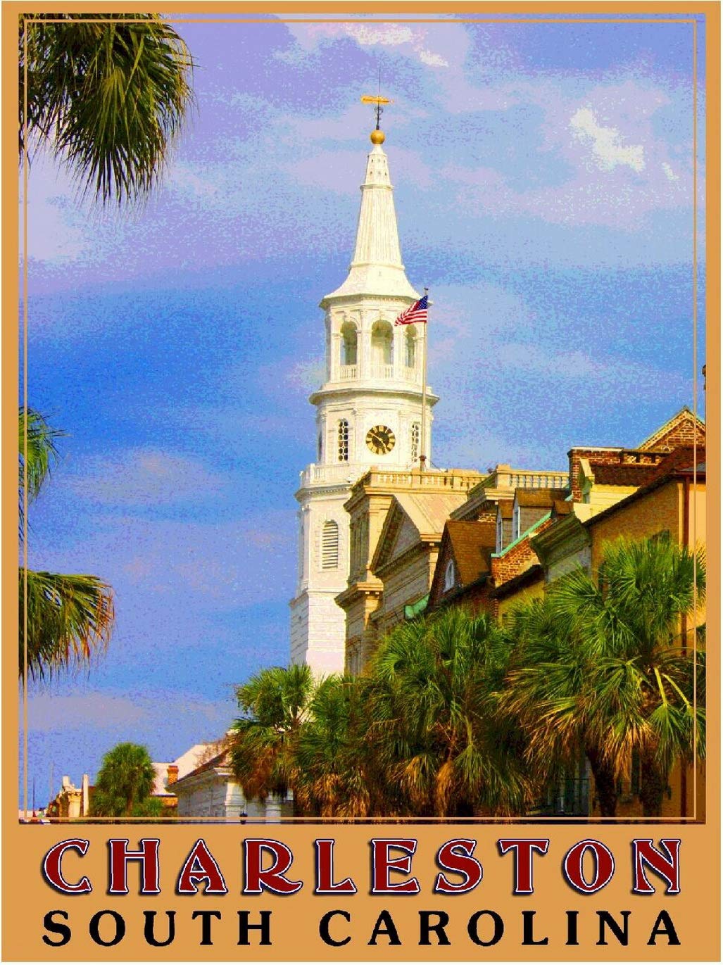 Kziwq T089 Travel Metal Sign Charleston South Carolina United States Of America Vintage Decor Art Sign Home Kitchen Bar Cafe Club Cave Wall Decor Retro Tin Sign 15X30cm