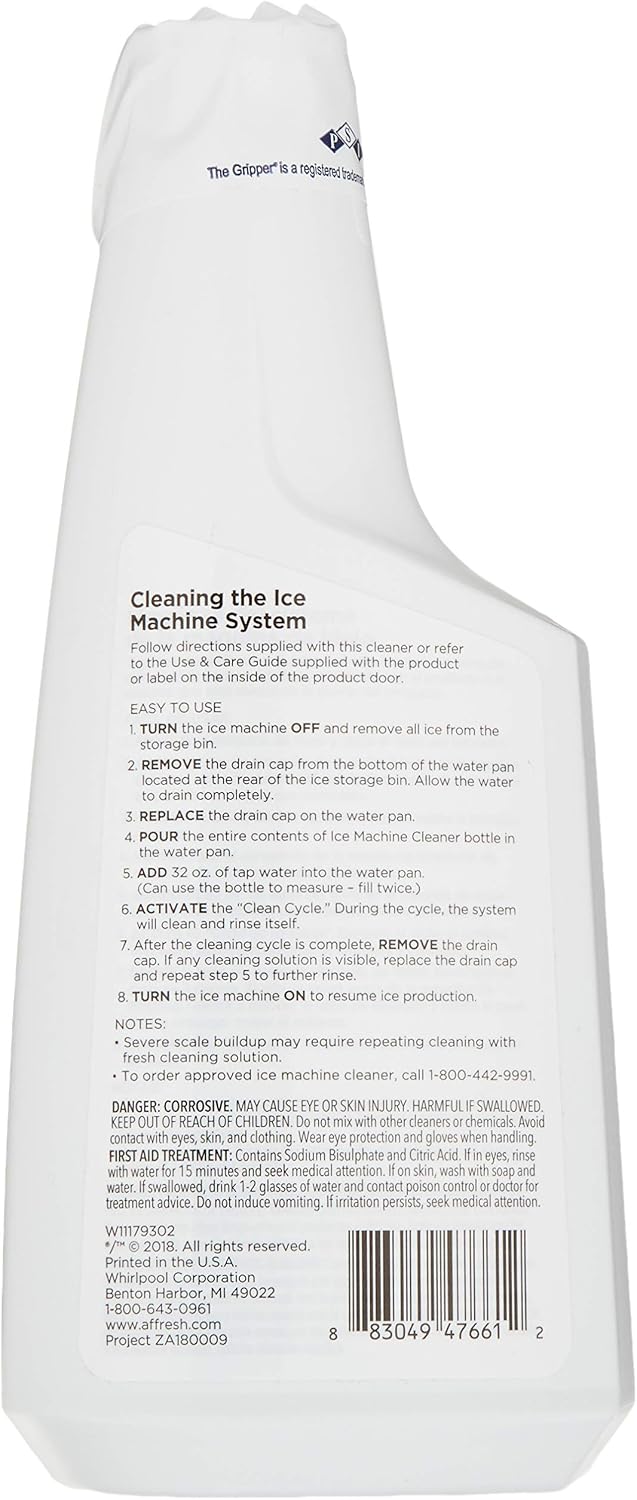 Professional Commercial Grade Ice Machine Scale Cleaner Remover By Whirlpool - Cleans and Removes Mineral Build up (3 Pack)