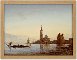 Artery8 Ziem Grand Canal Venice Gondola San Giorgio Painting Artwork Framed Wall Art Print 18X24 Inch