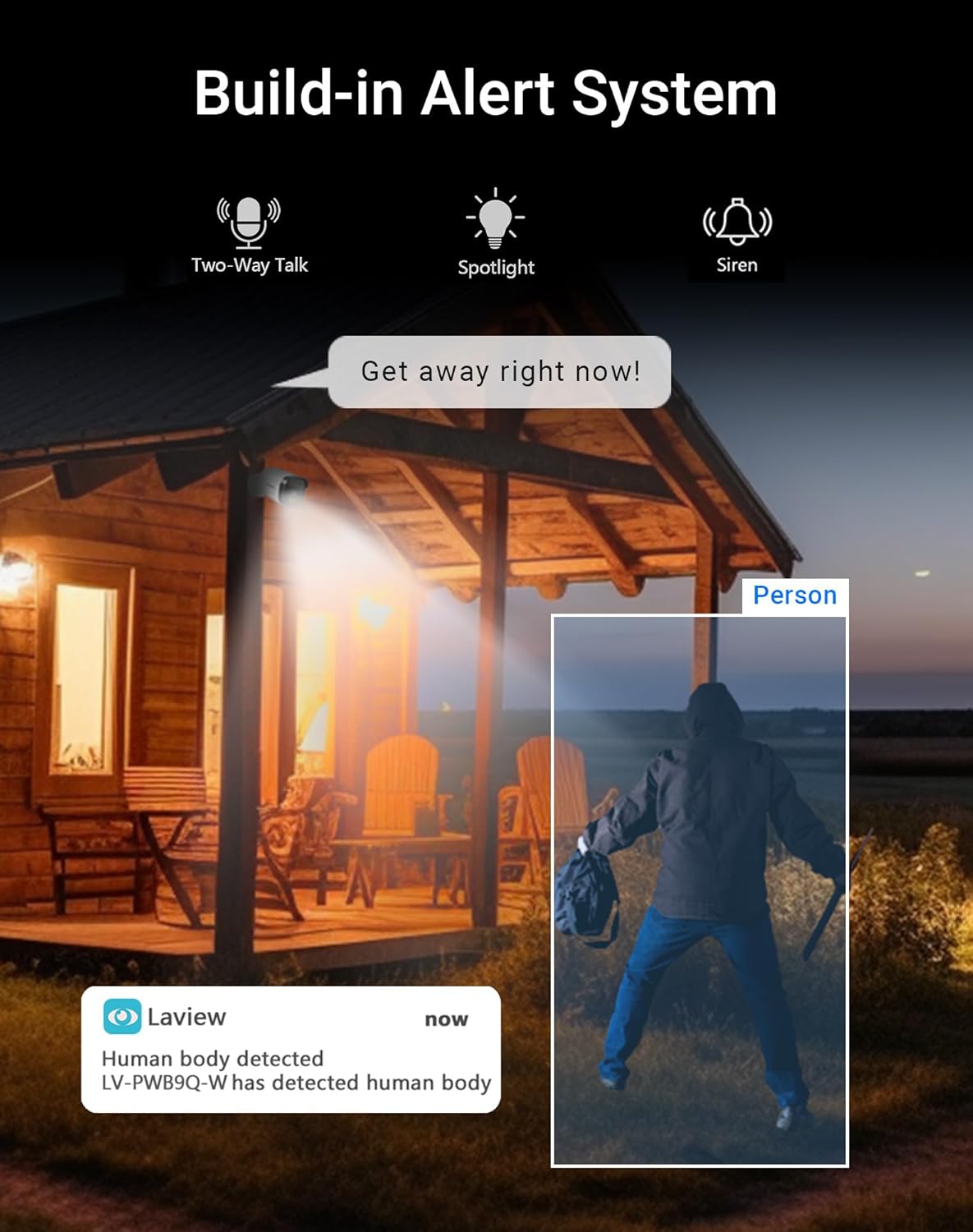 LaView Cellular Security Camera, 4G LTE No WiFi Security Camera, 4MP HD Off Grid Outdoor Camera with Motion Detection,IP65 Waterproof,Color Night Vision,SD Card SlotUS Cloud Storage,Work with Alexa