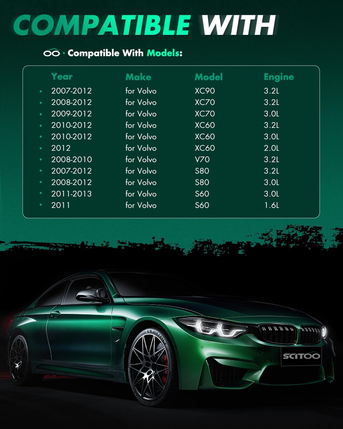 SCITOO Ignition Coil Coils Pack fits for Volvo XC90 3.2L 2007-2012 for Volvo XC70 3.2L 2008-2012 for Volvo XC60 3.2L/3.0L 2010-2012 for Volvo V70 3.2L 2008-2010 UF594 1788516 set of 6