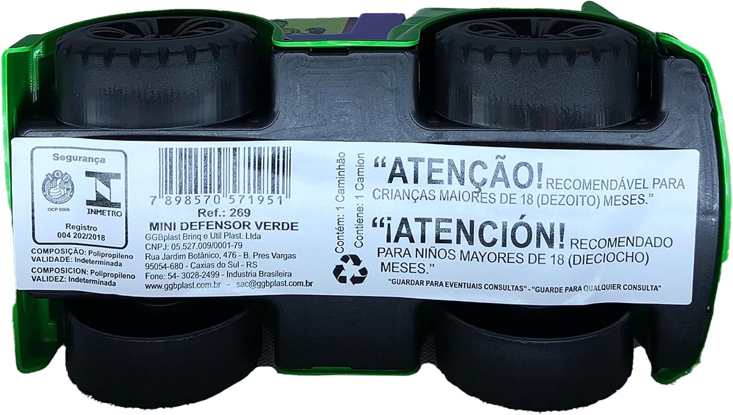 Carrinho Mini Defensor Verde, GGB Plast
