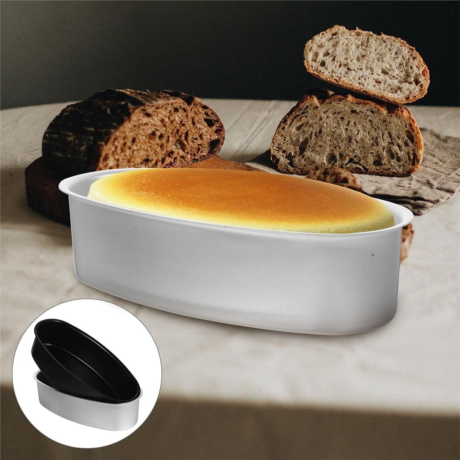 Cake Pan 9-Inch Non-Stick Cake Molds Leak Proof Ellipse Cheese Bread Pan for Cakes Baking Oven Baking