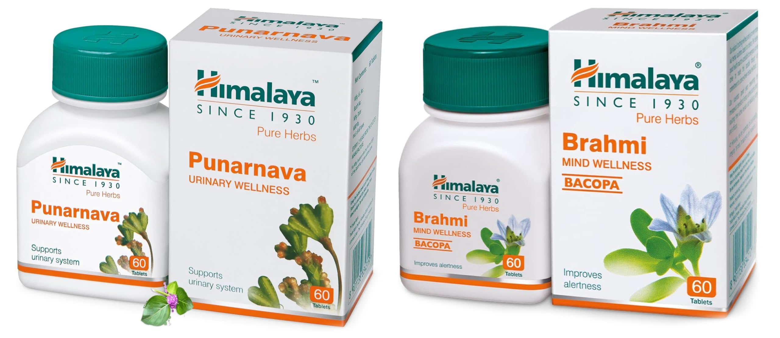 Himalaya Punarnava Tablets - 60 Count & Himalaya Wellness Brahmi, 60 Tablets | Pure Herbs for Mind Wellness | Helps Improves Alertness (B0CDDCVTRZ) Amazon Price History, Amazon Price Tracker