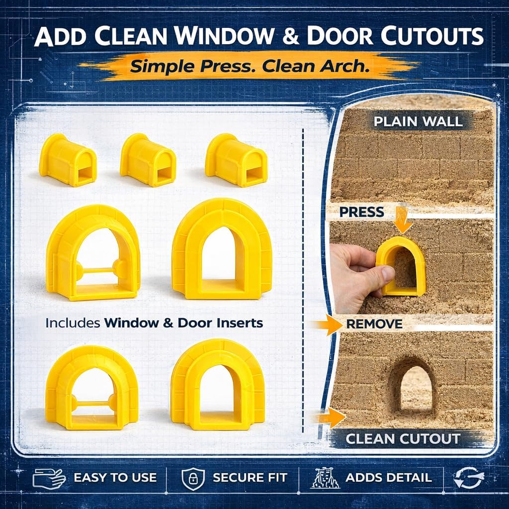 Liberty Imports Beach Builder Create a Sand Castle Pro Building Split Mold Sand Castle Construction, Plastic Beach Toy for Kids (18 Pcs)