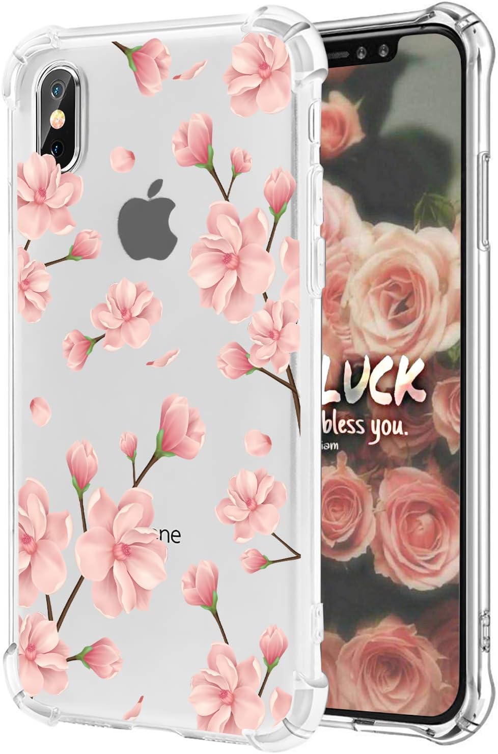 hepix Compatible with Floral iPhone 12 Pro Max Case iPhone Pink Rose Flower Case with Butterfly, Slim Flexible TPU Frame Protective Bumpers, Anti-Scratch Shock Absorbing iPhone 12 Pro Max 6.7"