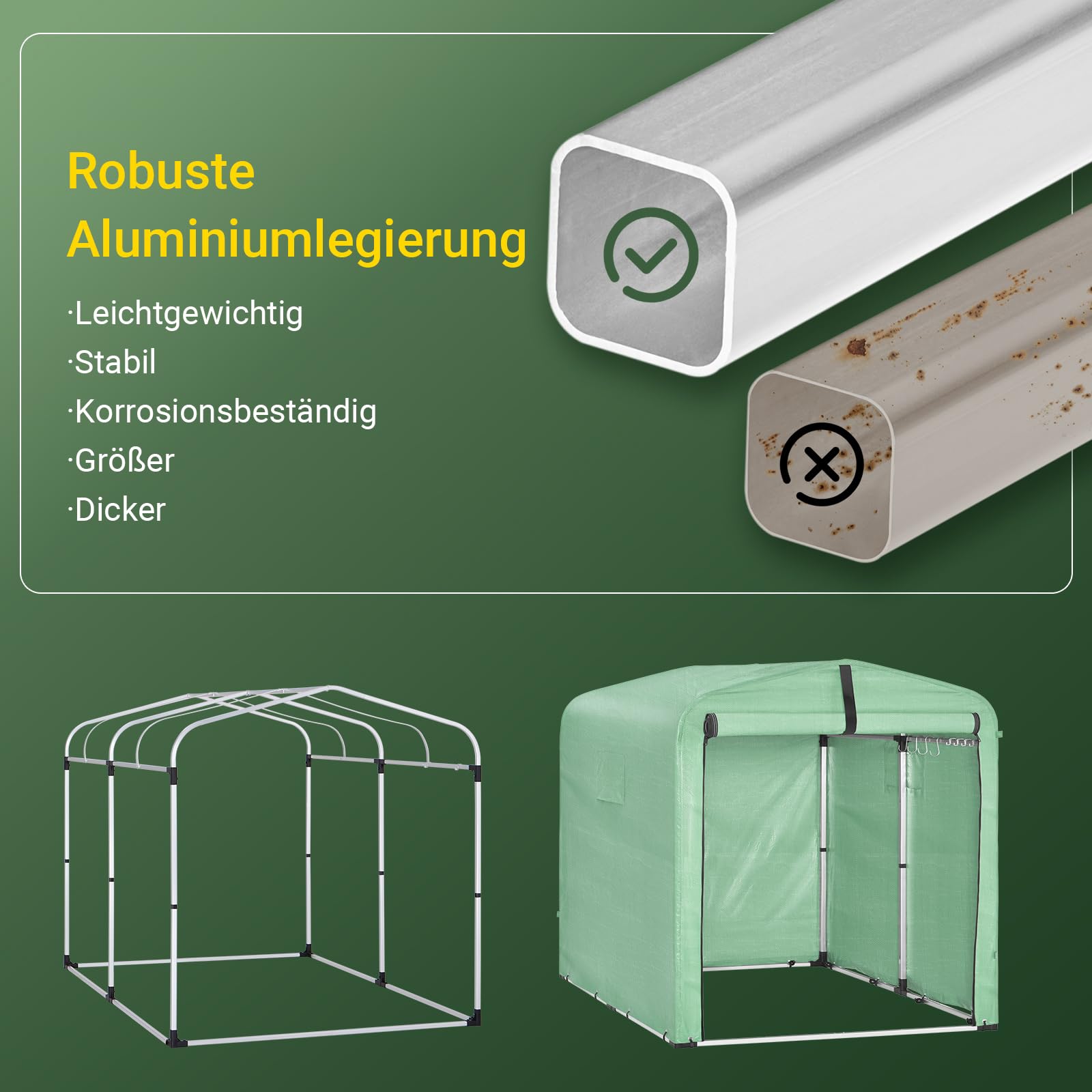 SoBuy Fahrradgarage wetterfest Geräteschuppen Fahrradgarage für 2-4 Fahrräder Carport Zelt mit UV-Schutz Fahrradschuppen für Regenschutz Motorrad Garage Gartenhaus Grün 159x165x219cm KLS11-L-GR