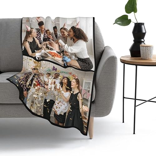 Miniatura 9 de Manta personalizada con imagen, manta de regalo personalizada para cumpleaños, aniversario de Navidad, mantas con nombre personalizado con collages