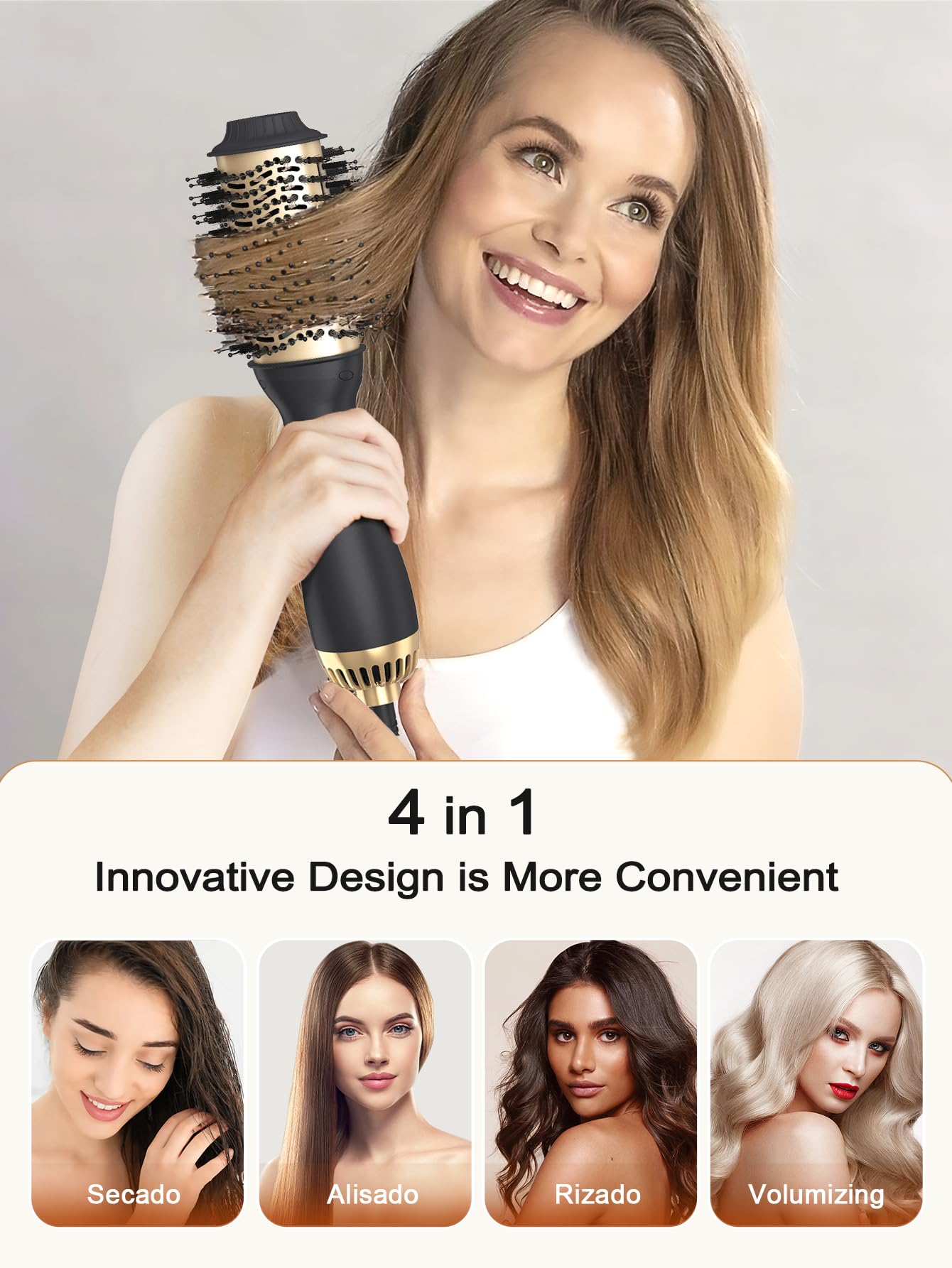 LANDOT Cepillo Secador de Pelo 3 en 1 | One Step Voluminizador y Moldeador Profesional, Tecnología Iónica, 3 Temperaturas y 2 Velocidades para Peinado Rápido