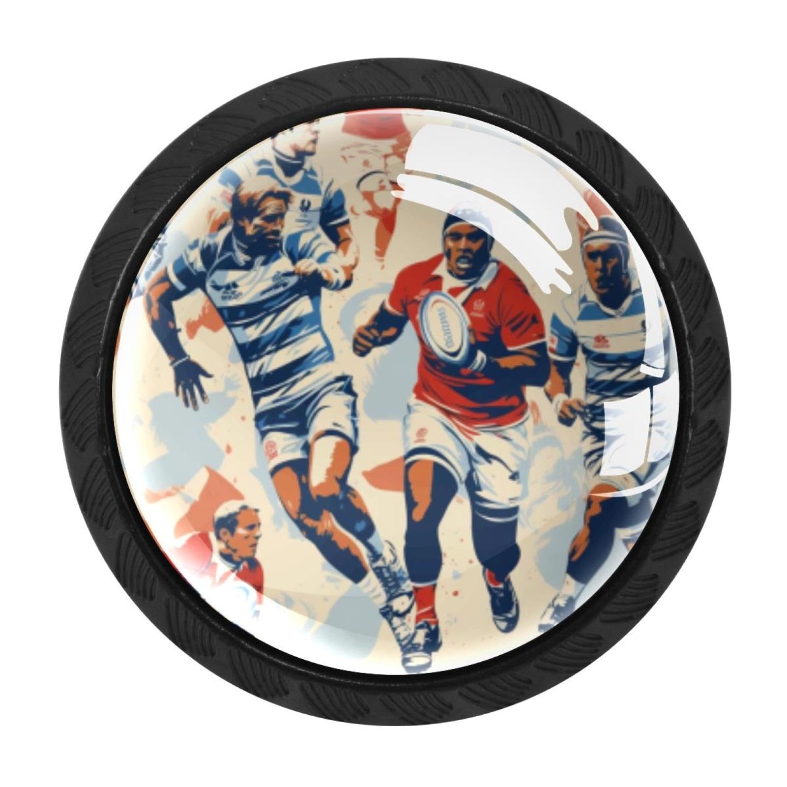 Chenzzzz Multicolored 04 4 Pack Cabinet Handles Black Rugby Football Cabinet Knobs Draw