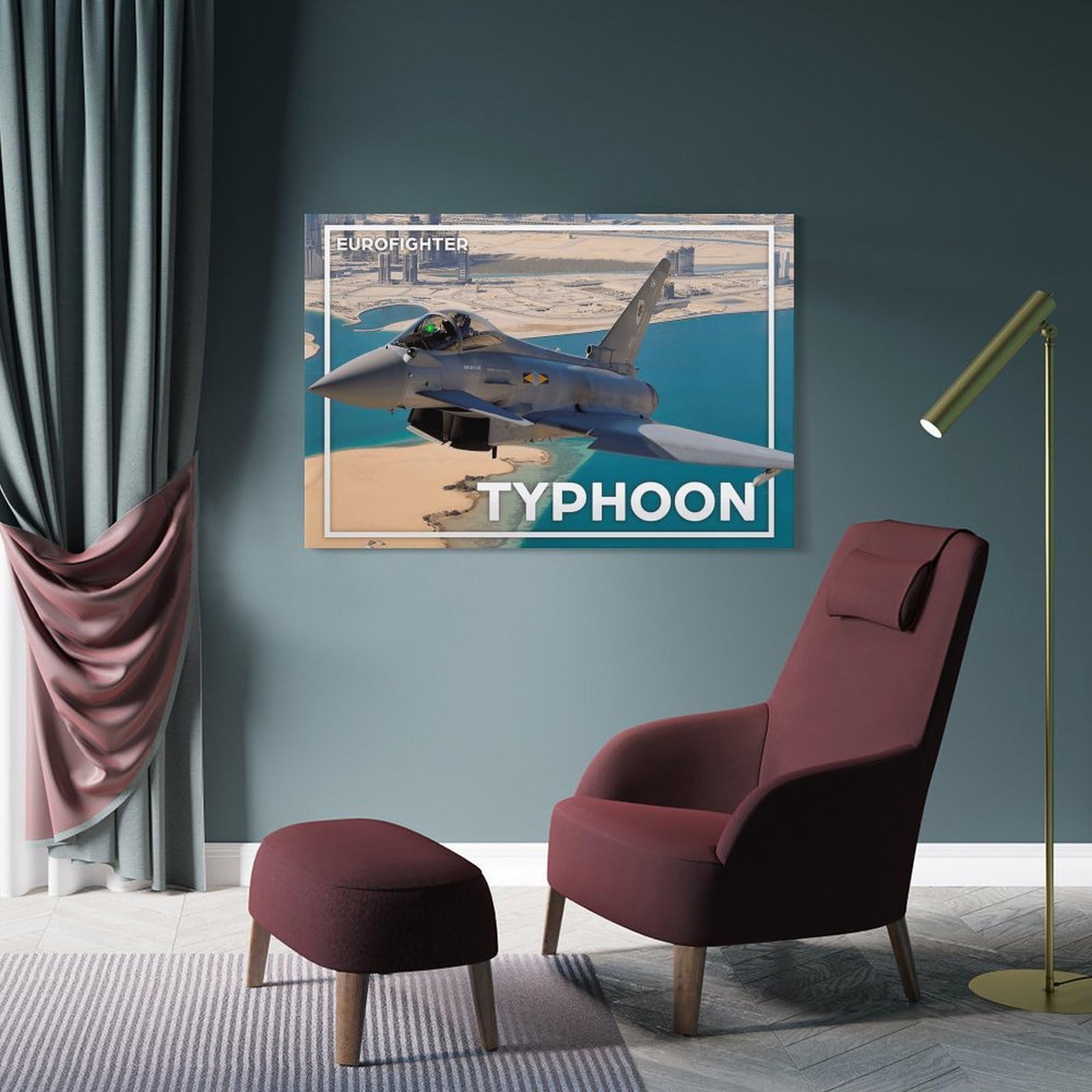 Junmoney Frame-Style-10 Eurofighter Typhoon Fighter Jet Wall Picture Print, 24X36inch(60X90cm), For New Homes, Bedrooms Or Workspaces, Thoughtful Wall Decor For Art Lovers