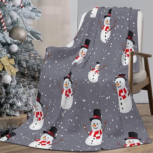 Miniatura 4 de Manta de Navidad con bonito muñeco de nieve, bufanda, sombrero, manta para mujer, para vacaciones de invierno, manta de felpa suave y cálida para