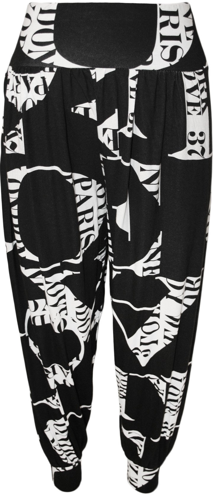 WearAll Womens Plus Size Printed Pattern Ladies Long Harem Pants Trousers - Letters - 24/26