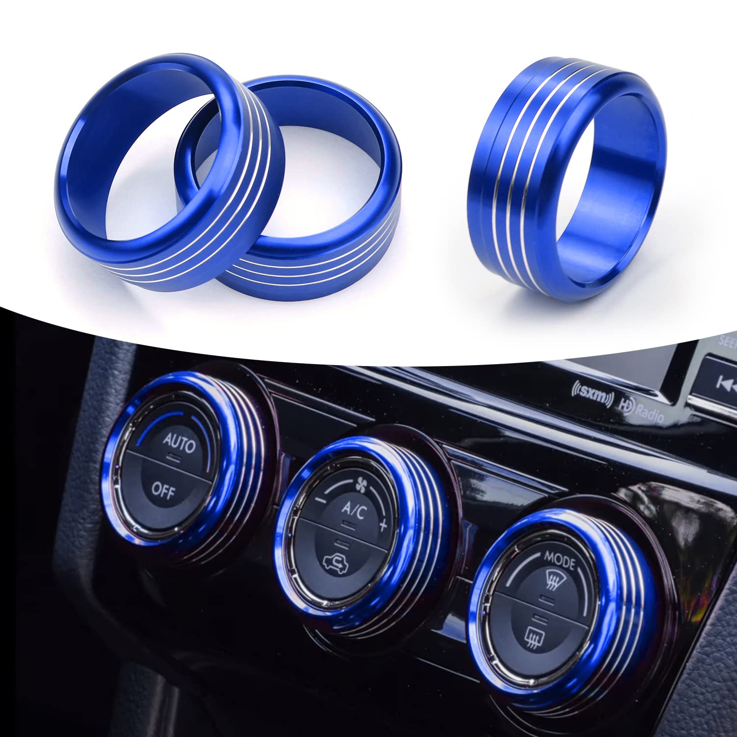 Photo 1 of for Subaru AC Knob Cover Accessory Center Console Switch Volume Temp Control Button Ring Trim Compatible with Forester 2014-2018, Crosstrek XV 2013-2017,Impreza 2014-2016,WRX/STi 2015-2020 Blue 3 PCS