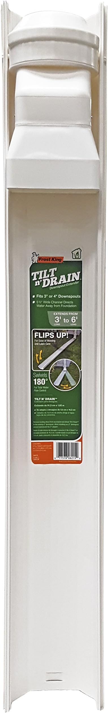 Frost King GWS3W Tilt and Drain Downspout Extender, 6 ft, White